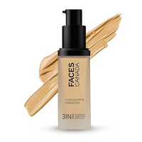 FACES CANADA FLAWLESS MATTE 3 IN 1 FOUNDATION MOISTURISER CONCEALER SUPREME HD COVERAGE SPF18 30ML