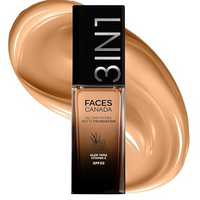 FACES CANADA 3 IN 1 ALL DAY HYDRA MATTE FOUNDATION MOISTURIZER & SUNSCREEN ALOE VERA VITAMIN C SPF30 30ML