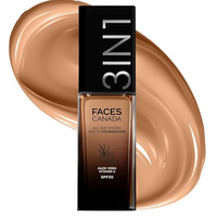 FACES CANADA 3 IN 1 ALL DAY HYDRA MATTE FOUNDATION MOISTURIZER & SUNSCREEN ALOE VERA VITAMIN C SPF30 30ML