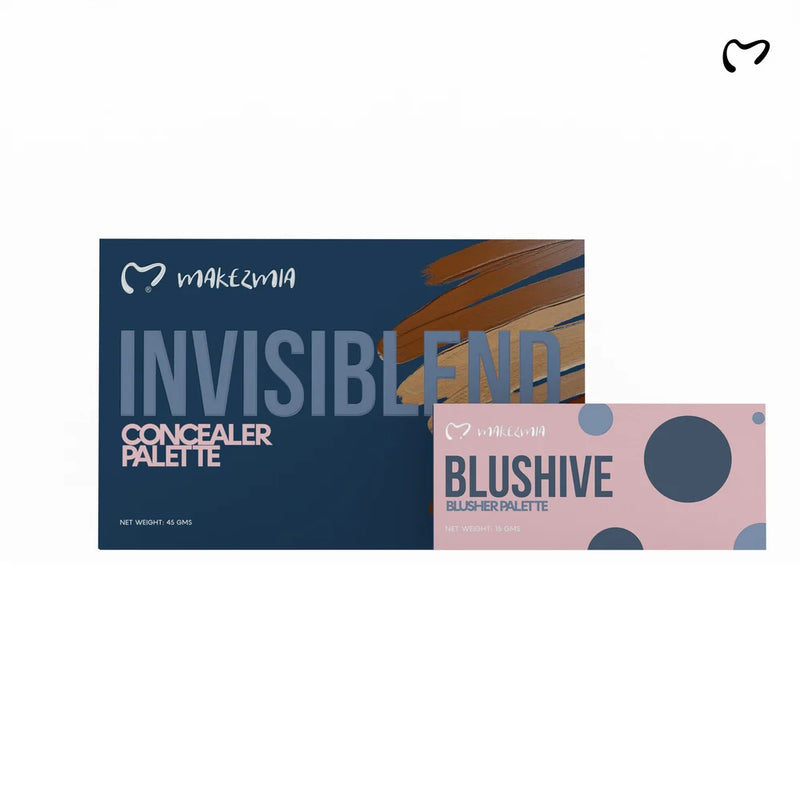 Makezmia Invisiblend Concealer Palette + FREE BlushHive Blusher Palette INSIDE