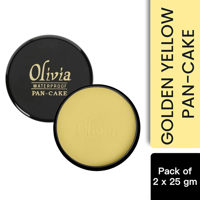 Olivia Pan Cake 100% Waterproof 25g | Full Coverage Makeup Base | Smudge-Proof & Sweat-Resistant | Long-Lasting Velvety Finish | Hides Blemishes | For All Skin Types |