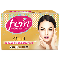 Fem Crème Bleach - Gold, Special Golden Glow with 24K Gold Dust, No Added Silicones, No Added Parabens, 8 g