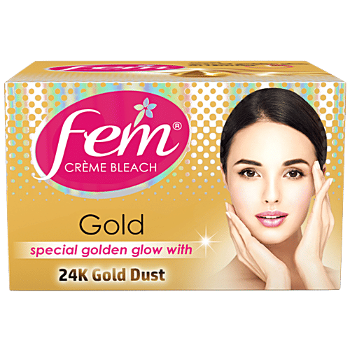 Fem Crème Bleach - Gold, Special Golden Glow with 24K Gold Dust, No Added Silicones, No Added Parabens, 8 g