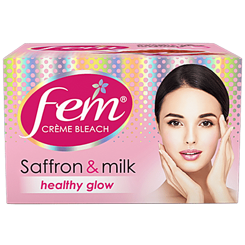 Fem CrÃ¨me Bleach - Saffron & Milk, Healthy Glow, No Added Silicones, No Added Parabens, 24 g