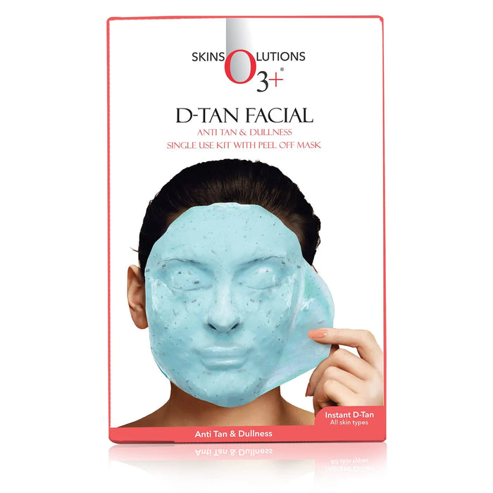 O3+ SKINS LUTIONS D-TAN FACIAL ANTI TAN & DULLNESS SINGLE USE KIT WITH PEEL OFF MASK