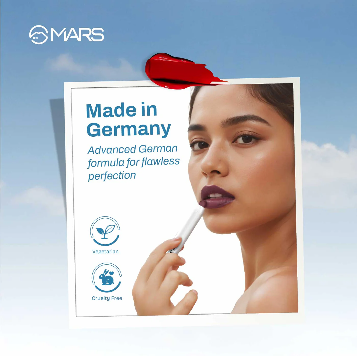 MARS Cloud Kiss Germany Formula Matte Lip Crayon (1.8gm)  | Infused with Corn & Rice Starch | 8+ Hr Long-Lasting | Feather-Light Texture | Full Coverage