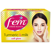 Fem Crème Bleach - Turmeric & Milk, Soft Glow, All Skin Types, No Added Silicones, No Added Parabens, 8 g