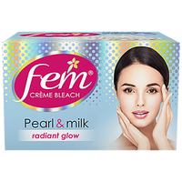 Fem Crème Bleach - Pearl & Milk, Radiant Glow, No Added Silicones, No Added Parabens, 8 g