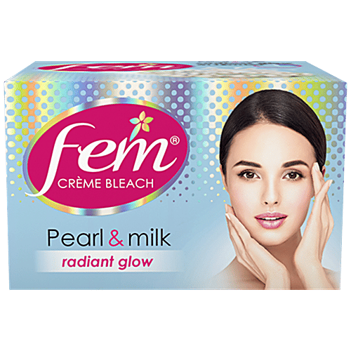 Fem Crème Bleach - Pearl & Milk, Radiant Glow, No Added Silicones, No Added Parabens, 8 g
