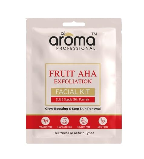 AROMA Professional Fruit AHA Exfoliation Facial Kit | Glow-Boosting 6 Step Facial | Soft & Supple Skin Formula | Suitable for All Skin Types | 55g
