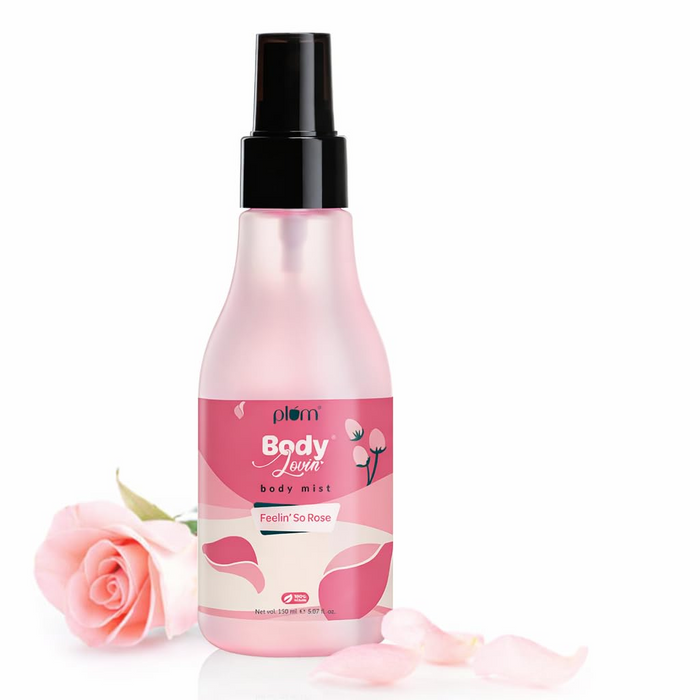 Plum BodyLovin' Feelin' So Rose Body Mist | Long Lasting Floral Fragrance For Women With Fresh Floral, Rose & Musk | High On Fun | Travel-Friendly Perfume Body Spray 150 ml