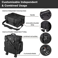Vanity For Multi Function Artist Rolling Trolley Makeup Beauty Train Case Cosmetic Organizer(Black)