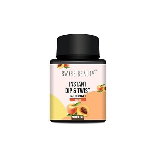 SWISS BEAUTY INSTANT DIP & TWIST NAIL PAINT REMOVER CLEANS + MOISTURISES WITH VITAMIN E-PEACH