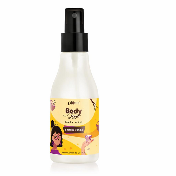 Plum BodyLovin' Smokin' Vanilla Body Mist | Long Lasting Spicy Fragrance for Women & Men With Honeysuckle, Musk | High on Fun | Travel-Friendly Perfume Spray 150 ml