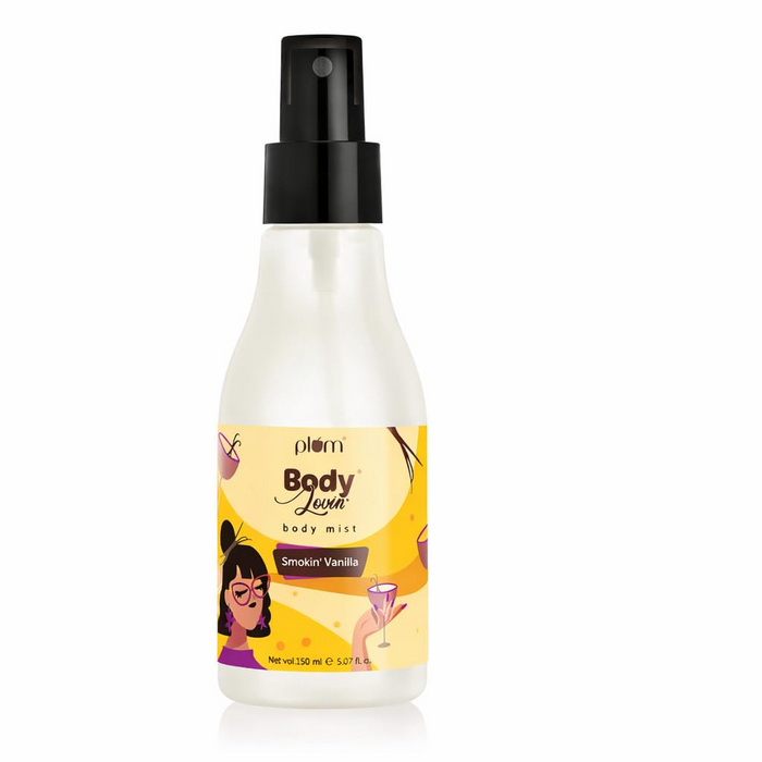 Plum BodyLovin' Smokin' Vanilla Body Mist | Long Lasting Spicy Fragrance for Women & Men With Honeysuckle, Musk | High on Fun | Travel-Friendly Perfume Spray 150 ml