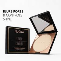 FLiCKA Cover To Conquer Compact Powder For Velvet Matte Finish, Long-Lasting, Smooth Finish| Absorbs Oil, Waterproof Formula, Prevents Creasing