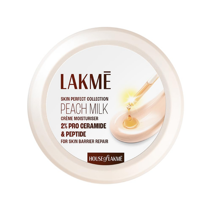 Lakmé Peach Milk Creme Moisturizer with 2% Pro-Ceramide & Peptides | Repairs Damaged Skin Barrier & Gives Intense Hydration | For Dry, Normal & Sensitive 100G