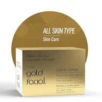 Aroma Magic 7 step Gold Facial Kit - Big Pack | Firms, Tones & Renders a healthy glowing skin | with Marigold & Rose Extracts | All Skin type | 5 Single Use kit set | Pack of 1