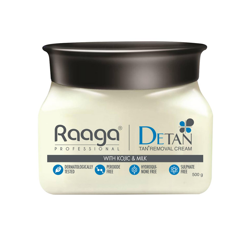 Raaga Professional DeTan Tan Removal Cream | Kojic & Milk | Reduces Tan, Dark Spots & Dullness | Dermatologically Tested, Peroxide & Sulphate Free | 500 gm