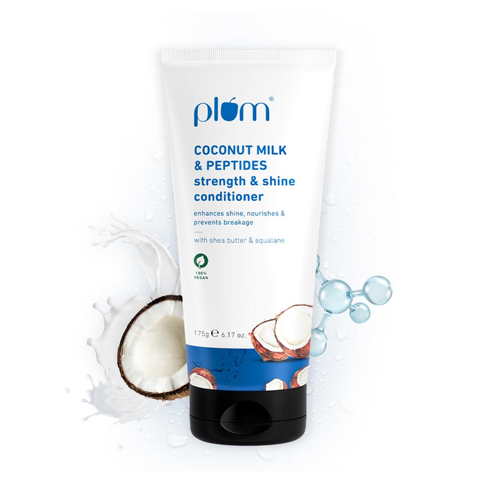 Plum Coconut Milk & Peptides Conditioner for Dull & Rough Hair | 175gm | Provides Soft, Smooth & Silky Hair I Enhances Shine, nourishes & prevents breakage | Women & Men I