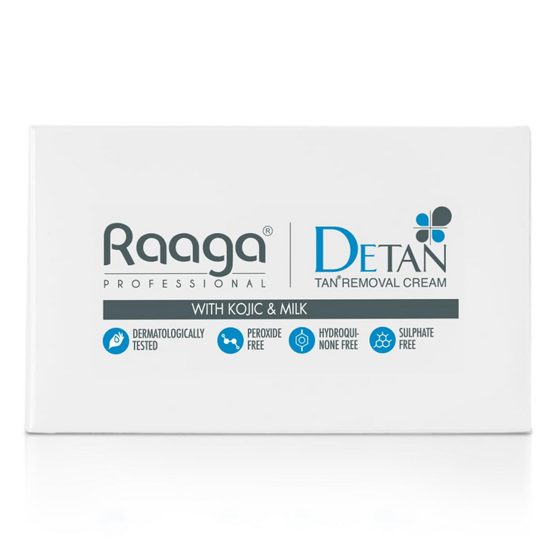 Raaga Professional DeTan Tan Removal Cream | Kojic & Milk | Reduces Tan, Dark Spots & Dullness | Dermatologically Tested, Peroxide & Sulphate Free - 72 g (12 g × 6)