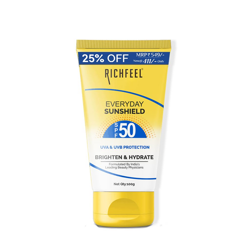 RICHEFEEL NATURAL EVERYDAY SUNSHIELD SPF50 BRIGHTEN & HYDRATE 100G