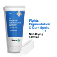 The Derma Co 1% Kojic Acid Face Wash | With Niacinamide & Alpha Arbutin | Reduces Dark Spots, Pigmentation & Blemishes | Cleanses & Brightens Skin | Non-Drying Formula | For All Skin Types | 100 ml