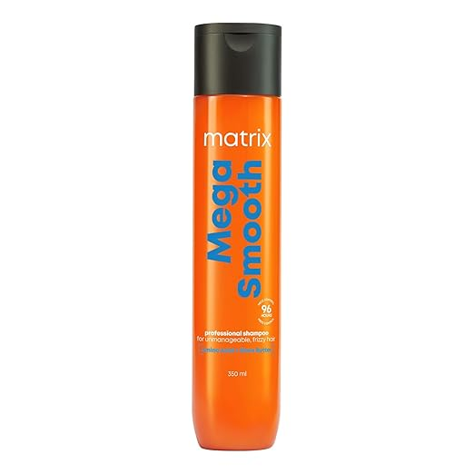 Matrix Mega Smooth Professional Shampoo with Shea Butter & Amino Acids, for Frizzy Hair | Max Smoothness for 4 Days | Used by 1 Lakh Hairstylists*| For All Hair Types | Paraben Free