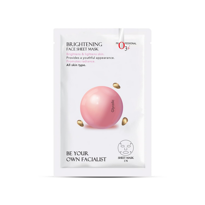 O3+ Facialist Brightening Face Sheet Mask With Glycolic (30g), Reduces Uneven Skin Tone | Brightens And Lightens Skin | For All Skin Type