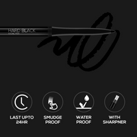 RENEE Hard Black Kajal Pen with Sharpener | 24 Hrs Stay | Long Lasting | Super Black Kajal Pencil