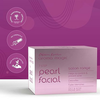 Aroma Magic 7 step Pearl Facial Kit Salon Range | Anti-Acne, Detox & Lighten blemishes | Pearl Bhasma, Seaweed Extracts | Oily & Acne Prone Skin | 5 Single Use Kit Set | Pack of 1