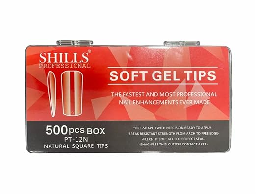 SHILLS PROFESSIONAL SOFT GEL TIPS PT-12N NATURAL SQUARE TIPS