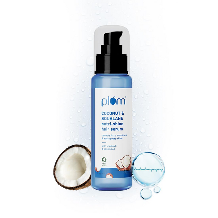 Plum Coconut & Squalane Nutri-Shine Hair Serum | Frizz Control & Instant Shine | Enriched with Vitamin E & Almond Oil | Coconut-Vanilla Fragrance | 75ml