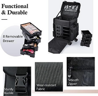 Vanity For Multi Function Artist Rolling Trolley Makeup Beauty Train Case Cosmetic Organizer(Black)