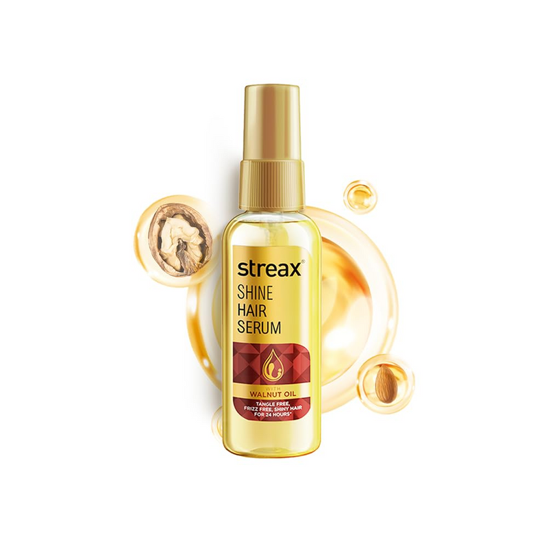 Streax Hair Serum , Hair serum for Dry & Frizzy Hair,for Women & Men, for Curly Hair, Wavy Hair, Straight Hair, Silk & Shine Vitalised with Walnut Oil 45ML
