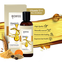 Richfeel Vitamin E Oil | Blend of Almond, Wheatgerm, Walnut & Carrot Oils | Physician Formulated | Antioxidant | Fight Dullness, Damage & Ageing of Skin | Anti-Stretch Marks and Scars | 80 ML