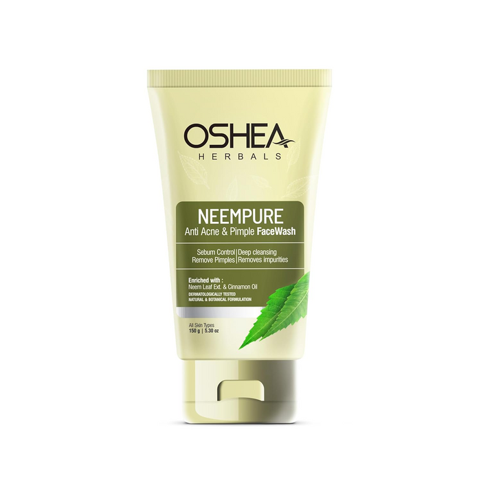 OSHEA HERBALS  Neempure Anti Acne & Pimple Facewash for Women & Men | Controls Sebum with Deep Cleansing | Reduces Pimples & Blemish Free Clear Skin | Enriched with Neem Extract & Cinnamon Oil - 150g