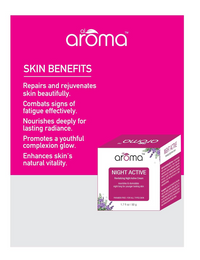 aroma Night Active Revitalizing Night Cream 50GM | Overnight Repair, Anti-Aging & Hydration | Smoothens Fine Lines, Brightens Skin Tone | With Shea Butter, Vitamin C, Vitamin E & Niacinamide