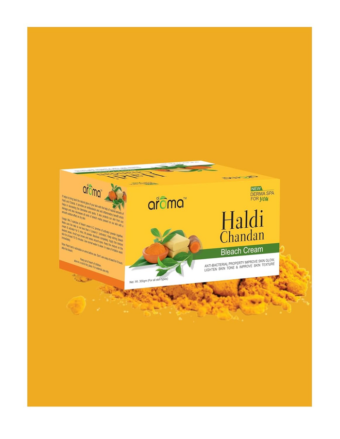 AROMA Haldi Chandan Bleach Cream With Anti Bacterial Properties, Lighten Skin Tone, Improve Skin Texture, 300g