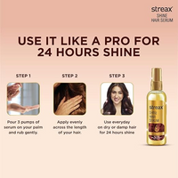 Streax Hair Serum , Hair serum for Dry & Frizzy Hair, for Women & Men, for Curly Hair, Wavy Hair, Straight Hair, Silk & Shine Vitalised with Walnut Oil 90ML