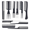 Professional 10-Piece Heat-Resistant Anti-Static Hair Styling Comb Set, Black, Unisex, Adults, All Hair Types, Plastic, For All Ages, Genders, Professionals, Personal Use
