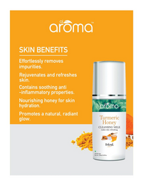 aroma Leafs Turmeric Honey Cleansing Milk, Enriched with Vitamin E & Olive Oil, Refreshing Effect, All Skin Types, 120ML