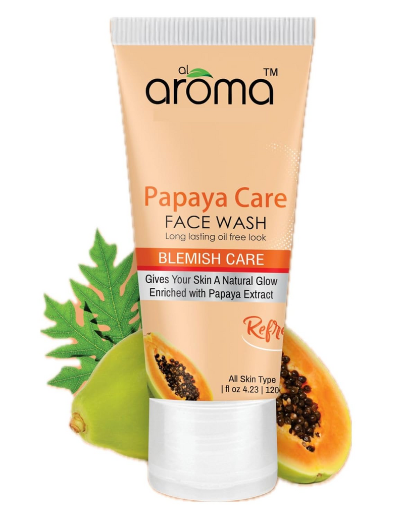 AROMA PAPAYA CARE FACE WASH | Anti Blemish | Hydrates Skin | Deep Cleansing | Enriched with Papaya extracts & Vitamin E | All Skin Types | 120gm