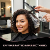 IKONIC CARBON COMB - CC-010 BLACK with Ionic Coating for Static free Styling, comes with an extended tapered steel handle that doubles as a Hair Picker, narrow teeth is ideal for Thin hair type