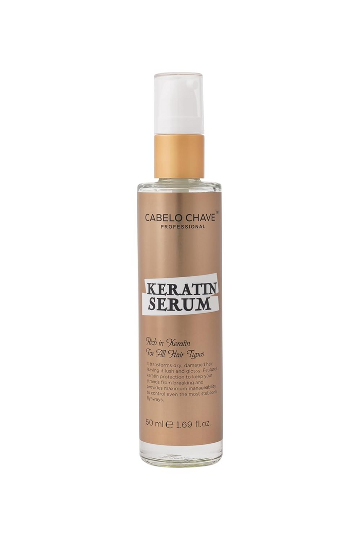CABELO CHAVE PROFESSIONAL Keratin Hair Serum | With Keratin Protein | Reduces Frizz & Flyaways | Provides Deep Hydration & Smooth Shine | For All Hair Types | Men & Women | 50ml
