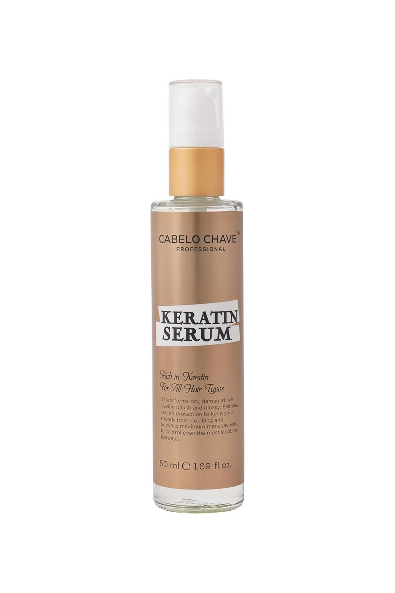 CABELO CHAVE PROFESSIONAL Keratin Hair Serum | With Keratin Protein | Reduces Frizz & Flyaways | Provides Deep Hydration & Smooth Shine | For All Hair Types | Men & Women | 50ml