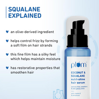 Plum Coconut & Squalane Nutri-Shine Hair Serum | Frizz Control & Instant Shine | Enriched with Vitamin E & Almond Oil | Coconut-Vanilla Fragrance | 75ml
