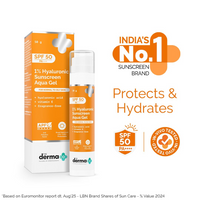 The Derma Co 1% Hyaluronic Sunscreen Aqua Gel SPF 50 PA++++ | Hydrating, Lightweight & Non-Greasy | No White Cast | Broad Spectrum & Blue Light Protection | Clinically Tested - (In-Vivo) | 50 g