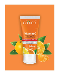 AROMA LEAFS Vitamin C Face Wash, Promotes Even Skin Tone, Reduces Dark Spots, With Lemon & Orange Extracts, 120g