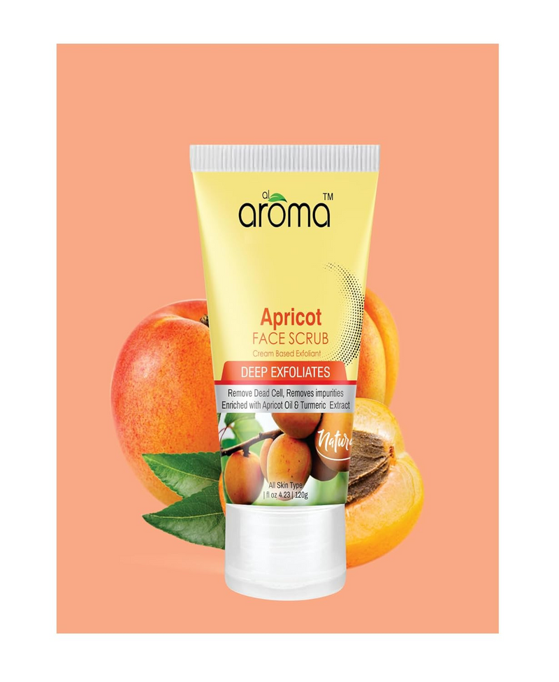 AROMA LEAFS APRICOT FACE SCRUB DEEP EXFOLIATES 120G